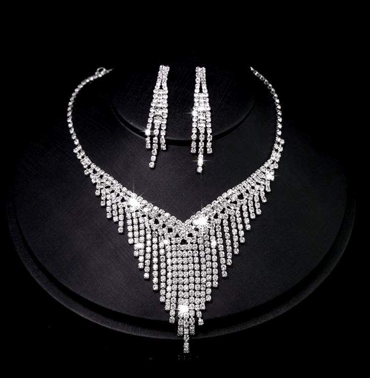 Halsband & Örhängen i Rhinestone - S.O.S