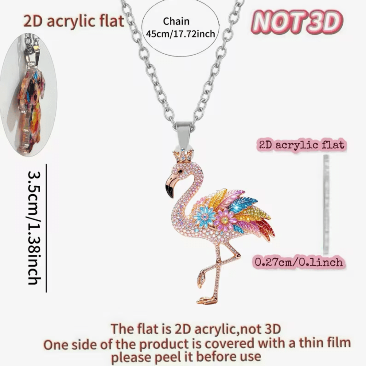Halsband Flamingo 2D Akryl - S.O.S