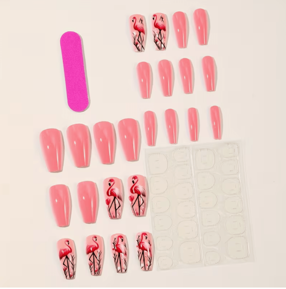 Lösnaglar Flamingo & Rosa.