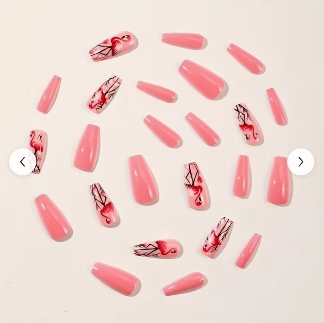 Lösnaglar Flamingo & Rosa.