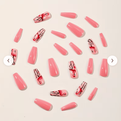 Lösnaglar Flamingo & Rosa.