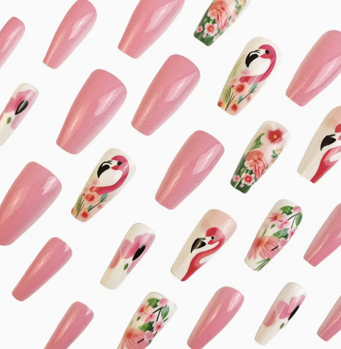 Lösnaglar Flamingo & Blommor. Var snygg på nästa swingesfest.