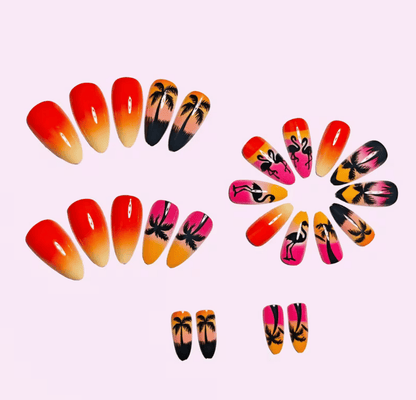 Lösnaglar Flamingo & Solnedgång.