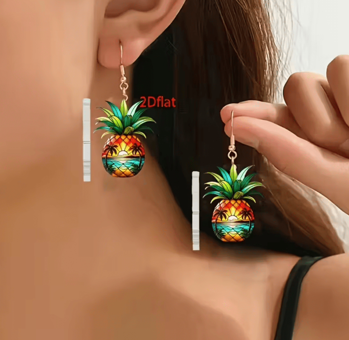 Örhänge 2D Flat Tropical. Pinapple Lifestyle Jewelry.