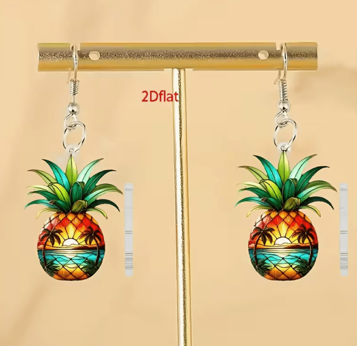 Örhänge 2D Flat Tropical. Pinapple Lifestyle Jewelry.