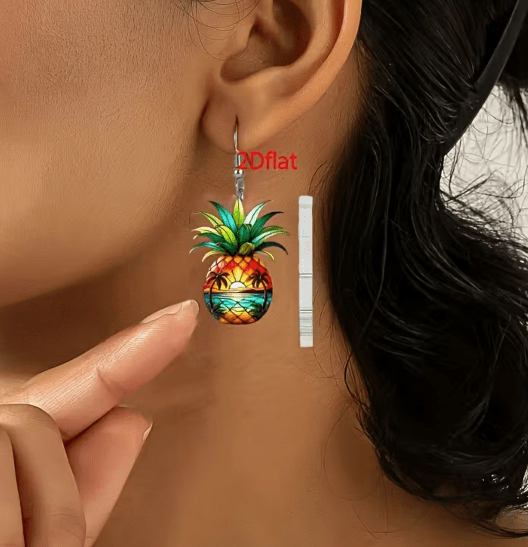 Örhänge 2D Flat Tropical. Pinapple Lifestyle Jewelry.