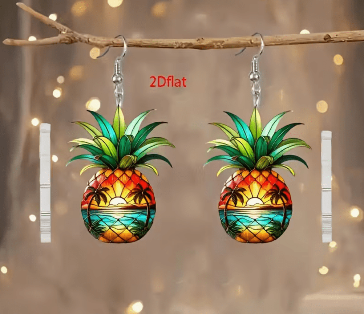 Örhänge 2D Flat Tropical. Pinapple Lifestyle Jewelry.