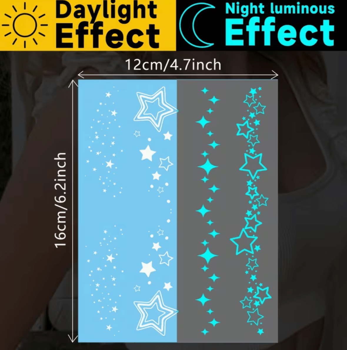 Fluorescerande Stjärntatuering. Lys upp swingersfesten.