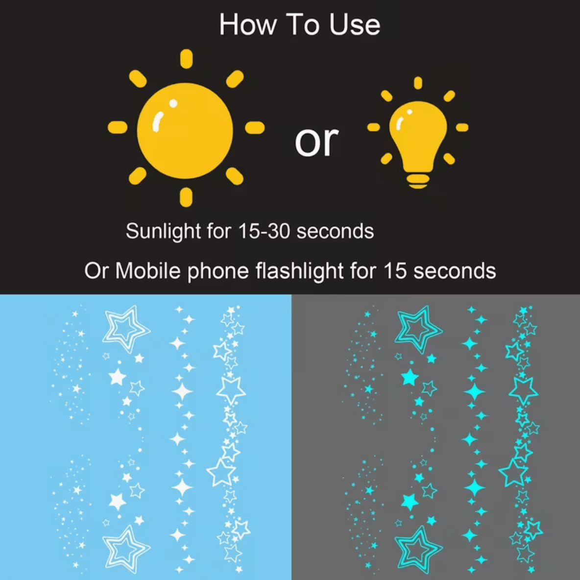 Fluorescerande Stjärntatuering. Lys upp swingersfesten.