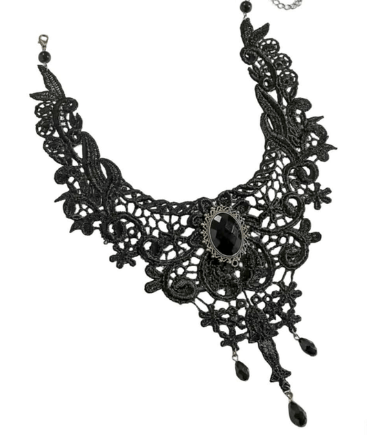 Gotisk Chokerhalsband i svarts spets - S.O.S