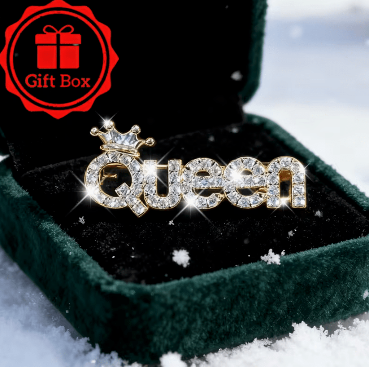 Brosch Quenn med Presentbox - S.O.S