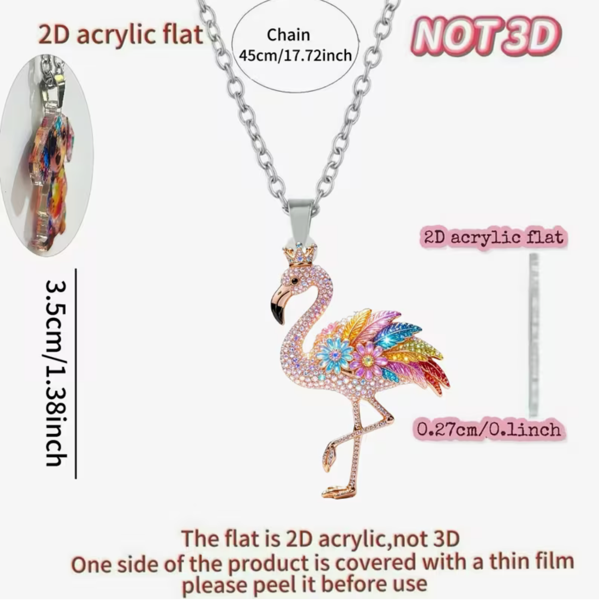 Halsband Flamingo 2D Akryl