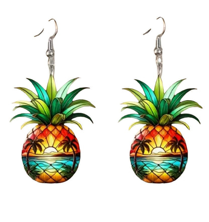 Örhänge 2D Flat Tropical. Pinapple Lifestyle Jewelry.