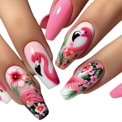 Lösnaglar Flamingo & Blommor. Var snygg på nästa swingesfest.